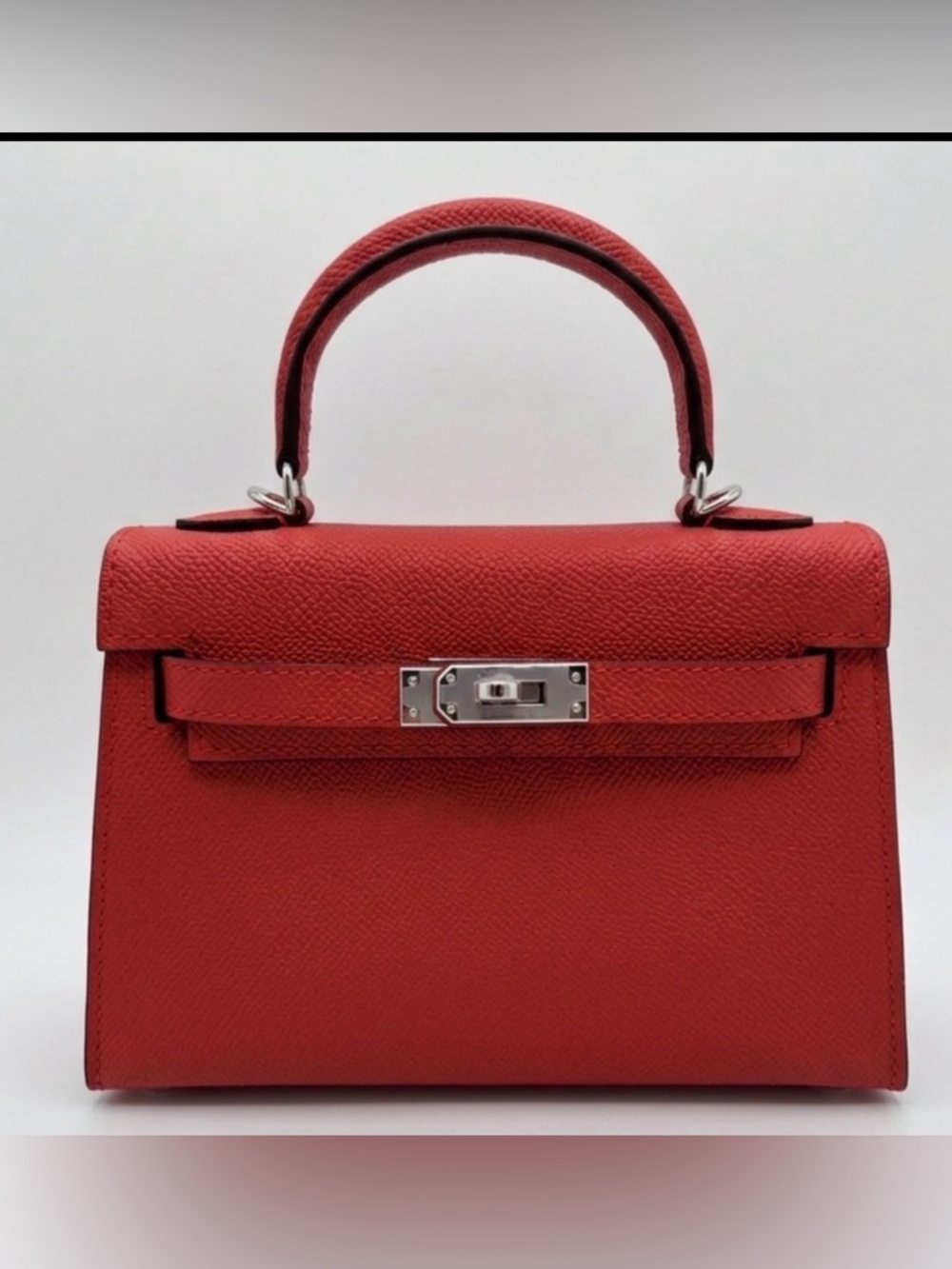 19CM Epsom Leather Top Handle Mini Bag - Red